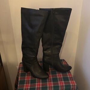 Knee-High Wide Calf Heeled Boots